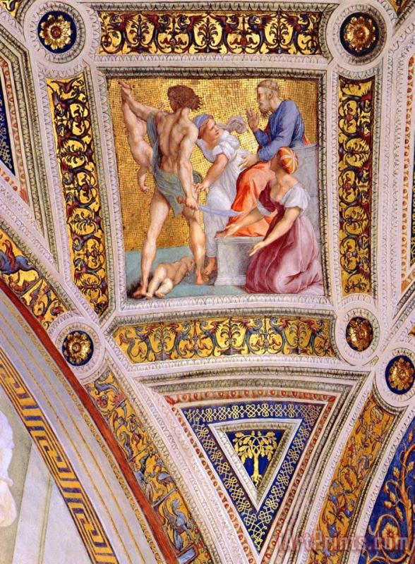 Raphael The Stanza Della Segnatura Ceiling The Judgment of Solomon [detail 2] Art Print